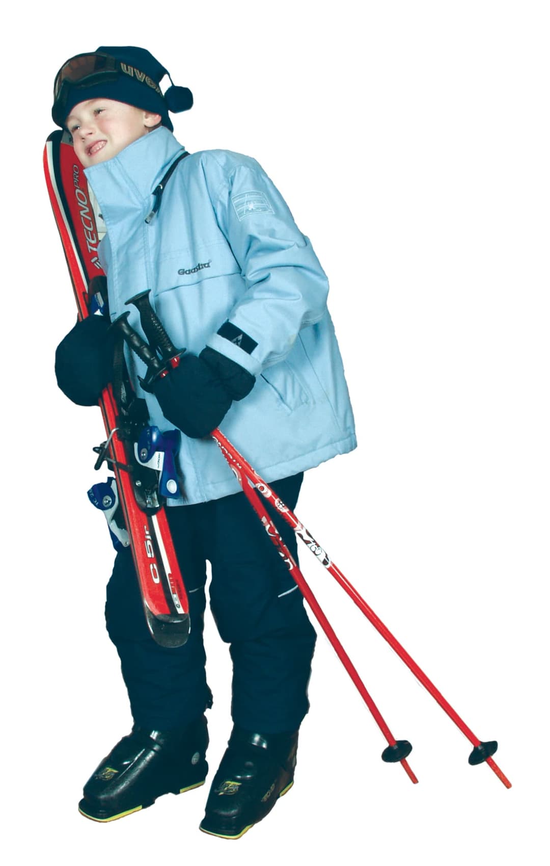 Persoon die geen ski draagband gebruikt